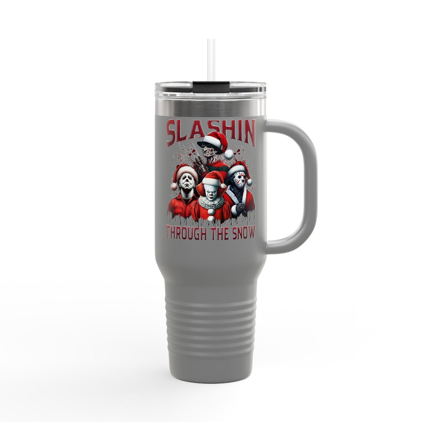 Travel Mug  "Slashin' Through the Snow" 40oz Insulated Christmas Tumbler Printify