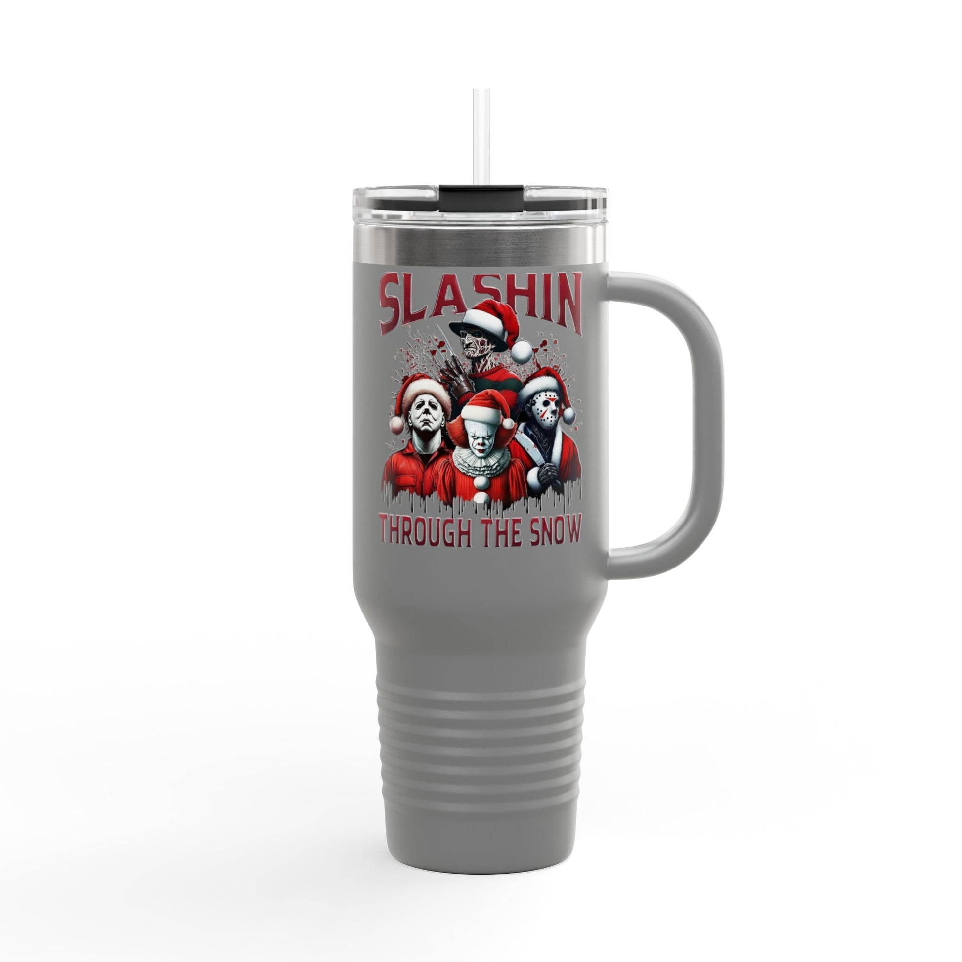Travel Mug  "Slashin' Through the Snow" 40oz Insulated Christmas Tumbler Printify